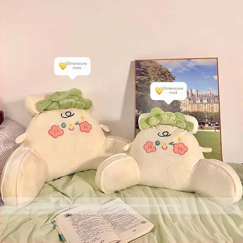 Perne lombare cu spate mare și pernă mică, husă detașabilă și lavabilă, umplutură PP bumbac, broderie florală, stil desen animat