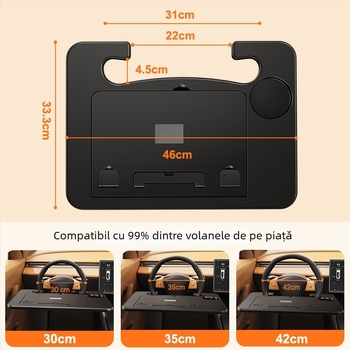 Masă mică multifuncțională pentru volanul mașinii, instalare încorporată, material plastic și altele, compatibil universal