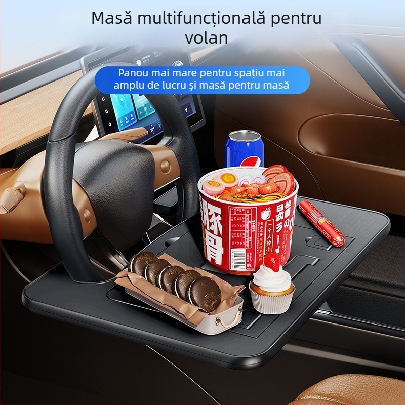 Masă mică multifuncțională pentru volanul mașinii, instalare încorporată, material plastic și altele, compatibil universal