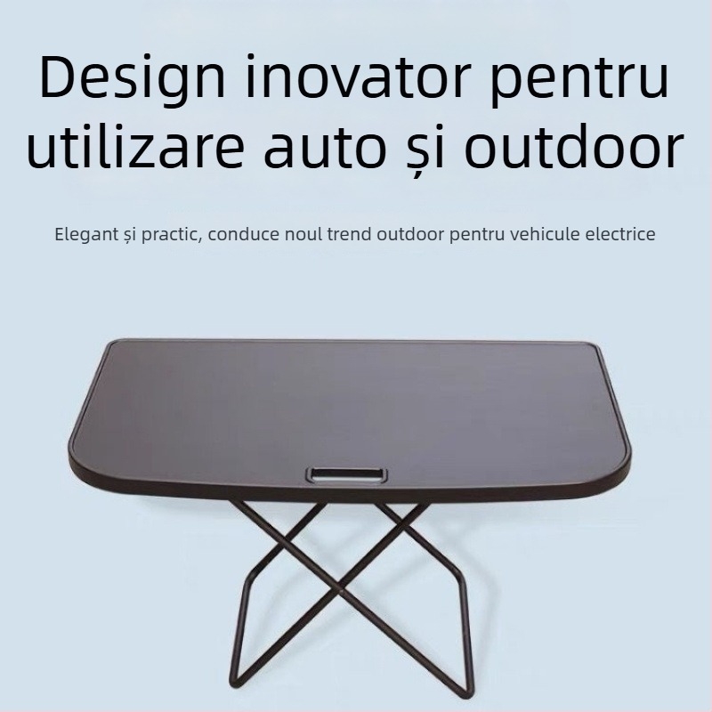 Masă pliabilă pentru camping auto — structură din metal/plastic/lemn, instalare încorporată, funcție de depozitare