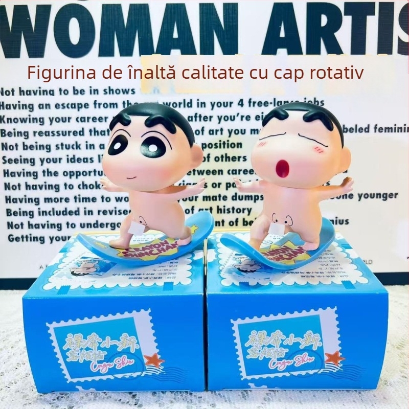 Crayon Shin-Chan SD versiune figurină din plastic, stil desene animate, pentru decor de birou și consolă centrală auto