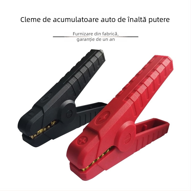 Clips de baterie auto cu curent mare, cu fălci placate cu cupru și dinți din cupru/ Fier, pentru pornire de urgență și stocare a energiei, compatibil cu toate modelele