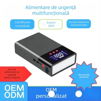 Q9 Sursă de energie de urgență pentru mașină cu pompă de aer – 2 în 1 pornire și umflare, capacitate mare; Funcții: Pornire, Umflare, Iluminare, Încărcare USB; Pentru mașinile de familie; Personalizare disponibilă