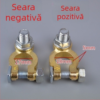 Cleme pentru baterie auto din cupru pur, design îngroșat, conector de terminal