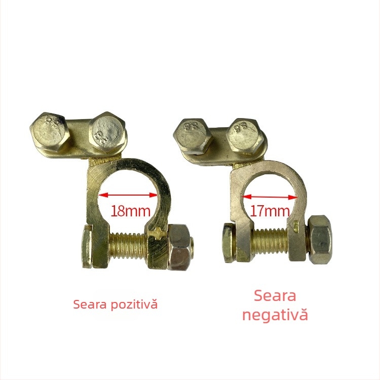 Cleme pentru baterie auto din cupru pur, design îngroșat, conector de terminal