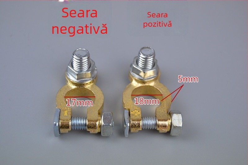 Cleme pentru baterie auto din cupru pur, design îngroșat, conector de terminal