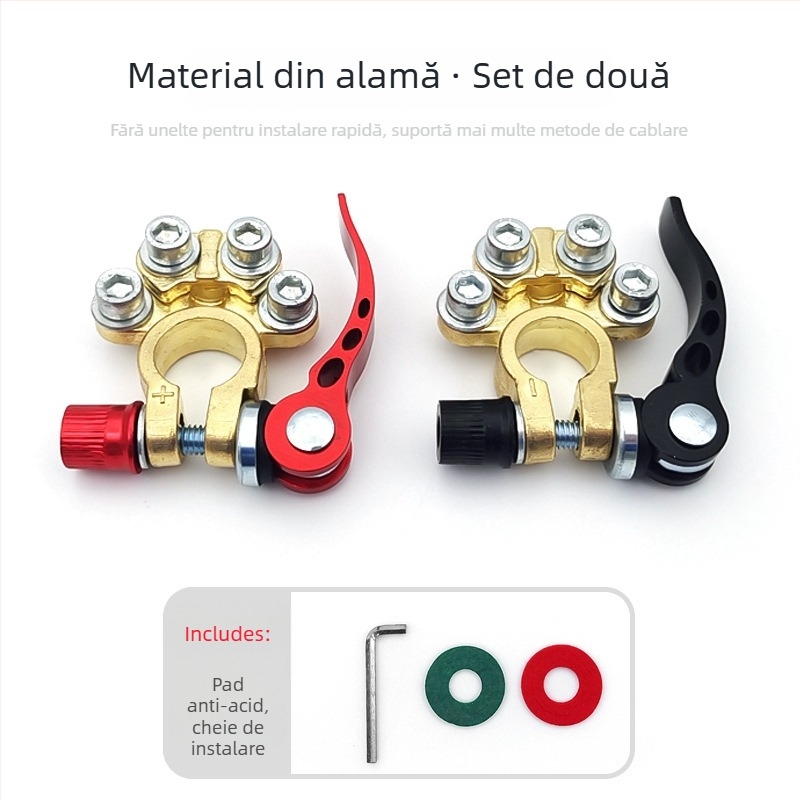 Cleme terminal baterie din alamă, 1 pereche, pentru cablare baterie, compatibil cu 45-200