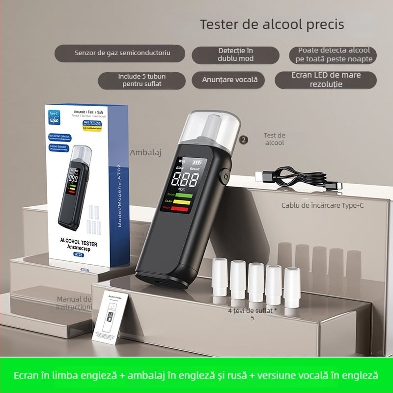 Breathalyzer electrochimic de înaltă precizie - detector de alcool fără contact