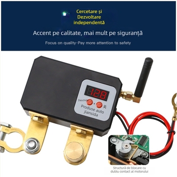 Intrerupător de alimentare pentru baterie auto cu telecomandă wireless, pentru motor de 12V, stil mecanic, rază de acțiune ~30 m