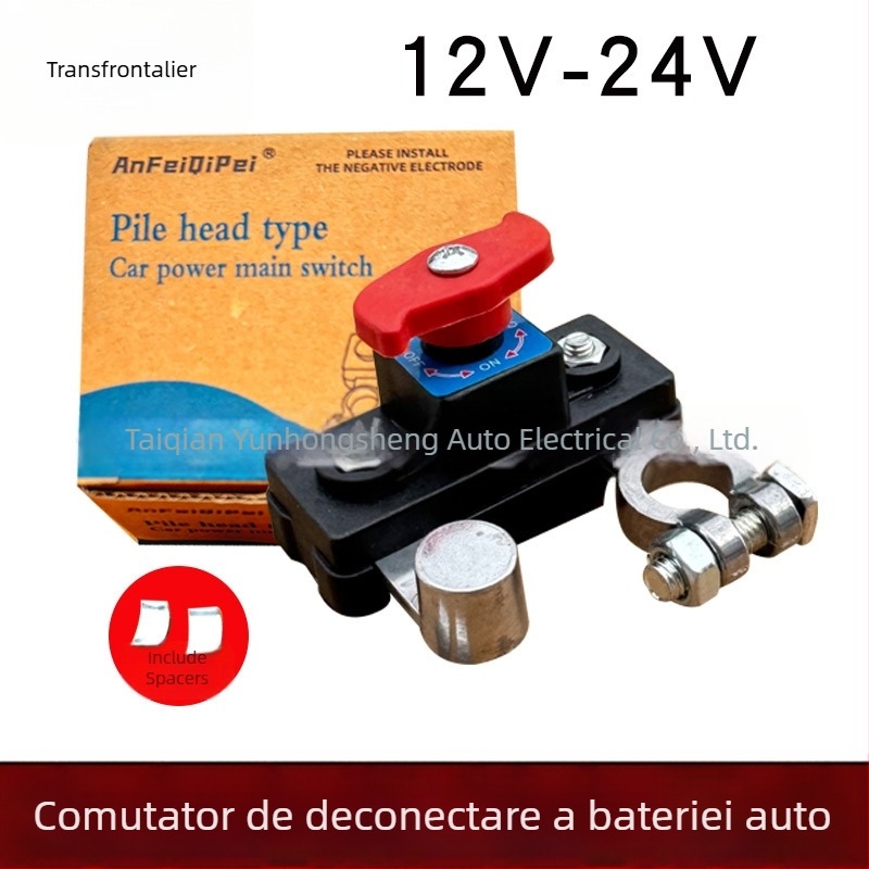 Comutator principal de întrerupere a alimentării bateriei auto, 12V/24V, cupru pur, pentru automobile, camioane și vehicule agricole