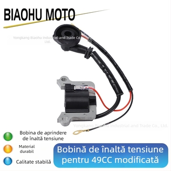 Bobină de aprindere pentru motoare în doi timpi (43cc/49cc), compatibilă cu modelele 40-5 și 44-5 pentru pocket bikes, eficiență înaltă și rezistență la temperaturi ridicate