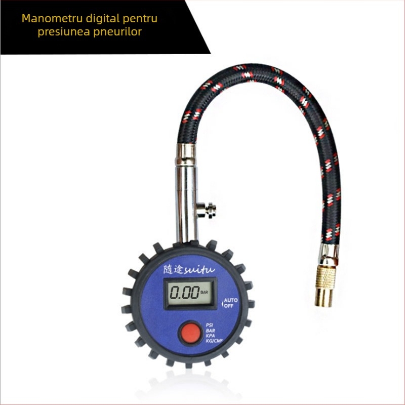 RUNDONG Auto Accessories Manometru auto pentru presiunea în pneuri cu afișaj digital, senzor electronic de înaltă precizie, posibilitate de etichetare privată