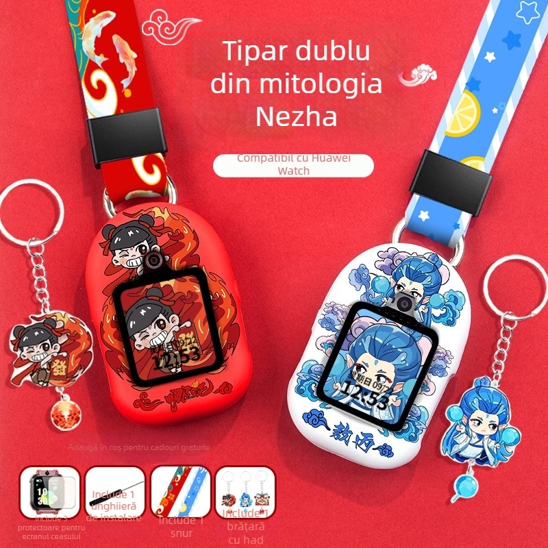 Carcasă pentru Huawei Kids Watch cu curea din silicon, închidere cu buclă simplă, dimensiuni ale interfeței personalizate, include pungă perlata