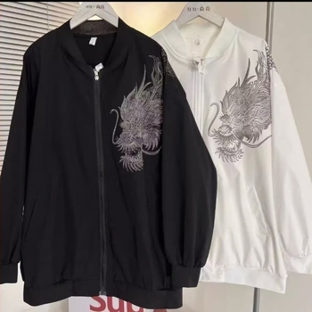 Jachetă cu protecție solară, decor diamantat, pentru bărbați, vară, fără glugă, grosime obișnuită, fermoar, poliester (Grosime obișnuită; Fără glugă; Fermoar; Vară; Poliester)