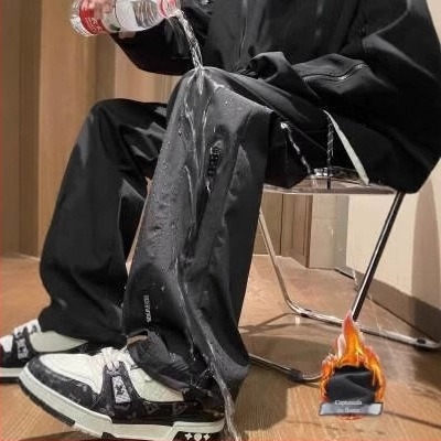 Pantaloni bărbați drepti, talie medie, cu curea, amestec din fibre chimice, elasticitate ridicată