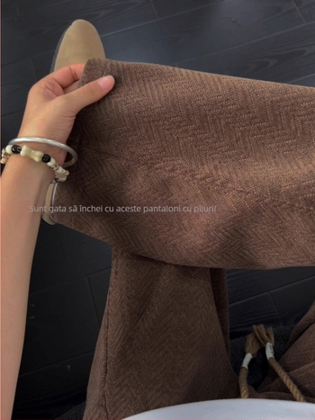 Pantaloni casual largi pentru bărbați, stil vintage, talie medie, cu curea și închidere cu șnur, poliester gros pentru iarnă