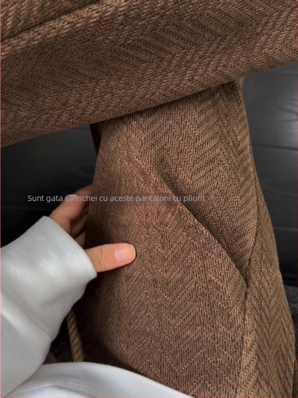 Pantaloni casual largi pentru bărbați, stil vintage, talie medie, cu curea și închidere cu șnur, poliester gros pentru iarnă