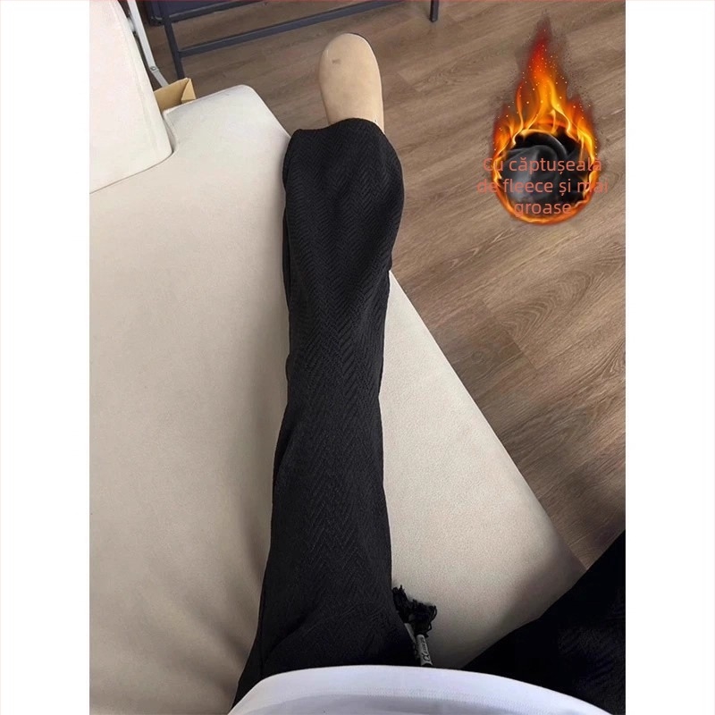 Pantaloni casual largi pentru bărbați, stil vintage, talie medie, cu curea și închidere cu șnur, poliester gros pentru iarnă