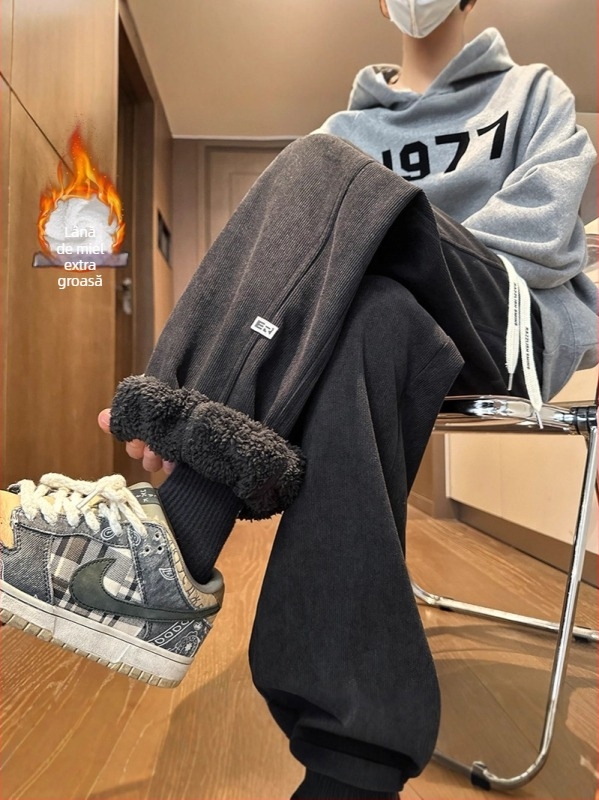 Pantaloni casual - croi lejer, lungi, talie medie, iarnă, 100% poliester