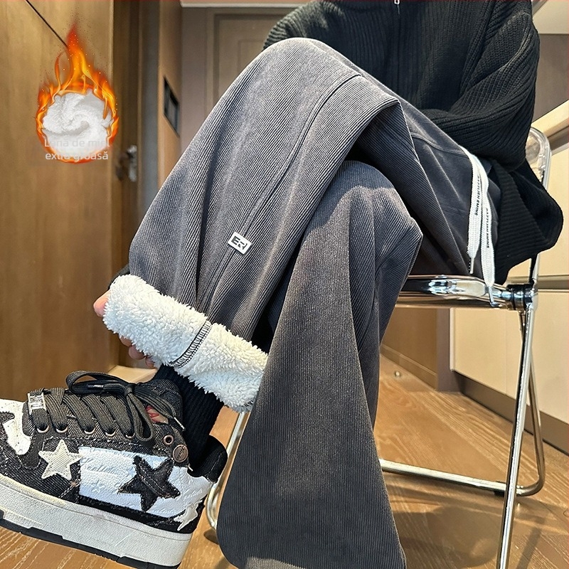 Pantaloni casual - croi lejer, lungi, talie medie, iarnă, 100% poliester