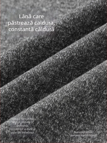 Pantaloni casual din amestec de lână, căptuțiți cu fleece pentru iarnă, croială dreaptă, talie medie