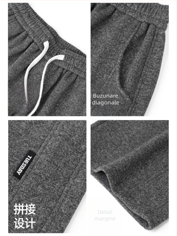 Pantaloni casual din amestec de lână, căptuțiți cu fleece pentru iarnă, croială dreaptă, talie medie