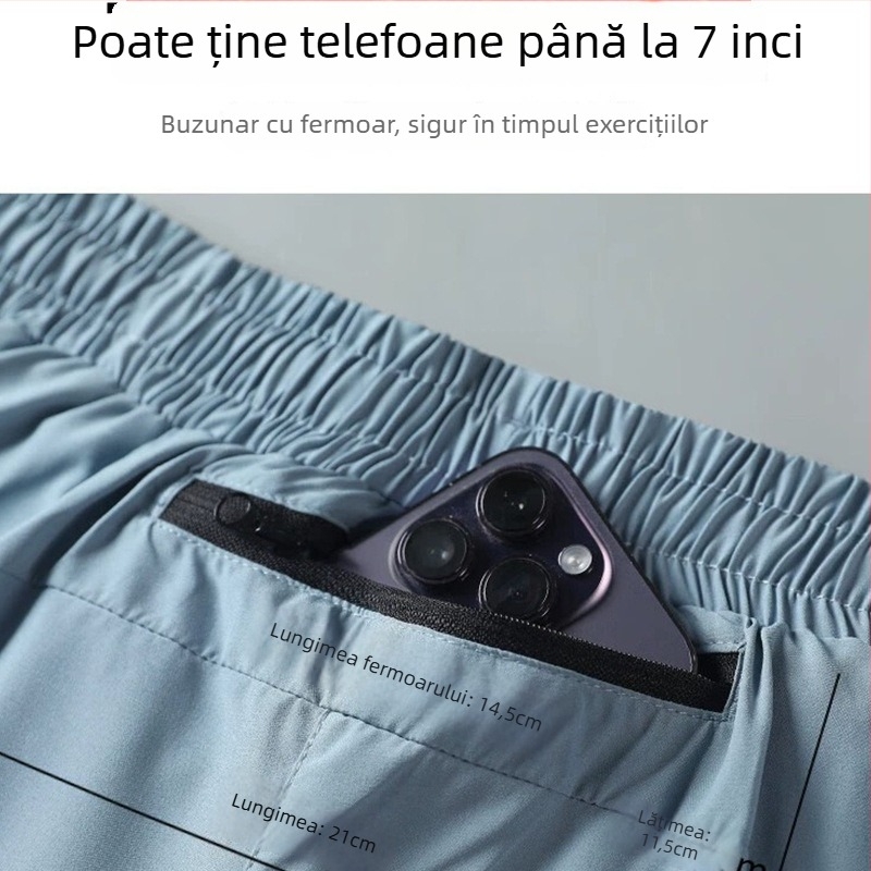 Șorturi sportive pentru bărbați, vară, talie medie, croială dreaptă, țesătură Lycra cu fibră de polietilenă