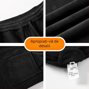 Pantaloni sport casual pentru bărbați din Ori Velvet, fleece interior și croială groasă, croială relaxată cu picioare drepte, talie medie, închidere cu șnur