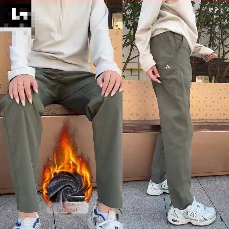 Pantaloni cargo pentru bărbați, căptuți cu fleece, material poliester, talie medie, fermoar, croială dreaptă