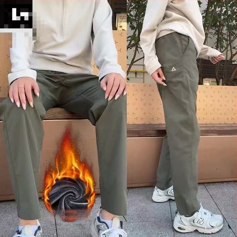 Pantaloni cargo pentru bărbați, căptuți cu fleece, material poliester, talie medie, fermoar, croială dreaptă