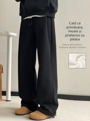 Pantaloni casual pentru bărbați, talie medie, croială dreaptă, închidere cu nasturi, amestec poliester-bumbac, model gradient, buzunare decorative, potriviți pentru primăvară și toamnă
