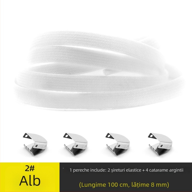 Șnururi de pantofi universale, fără nod, cu lățime 8 mm, cu închidere elastică, dublu strat din spandex, potrivite pentru toate anotimpurile; pentru adidași, pantofi din piele, ghete și încălțăminte casual
