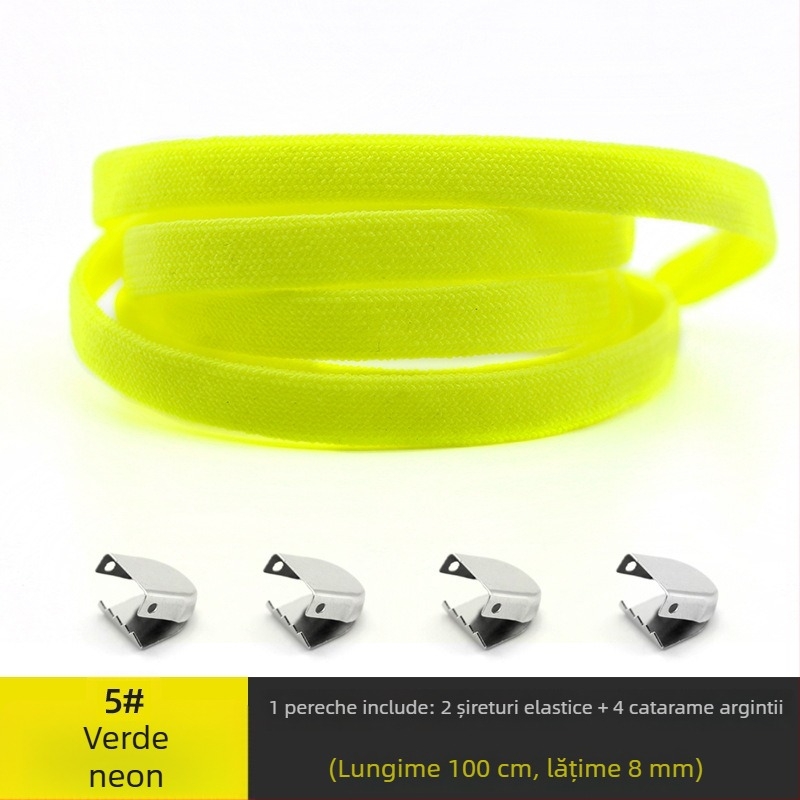 Șnururi de pantofi universale, fără nod, cu lățime 8 mm, cu închidere elastică, dublu strat din spandex, potrivite pentru toate anotimpurile; pentru adidași, pantofi din piele, ghete și încălțăminte casual