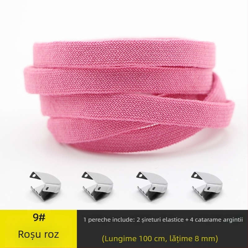 Șnururi de pantofi universale, fără nod, cu lățime 8 mm, cu închidere elastică, dublu strat din spandex, potrivite pentru toate anotimpurile; pentru adidași, pantofi din piele, ghete și încălțăminte casual
