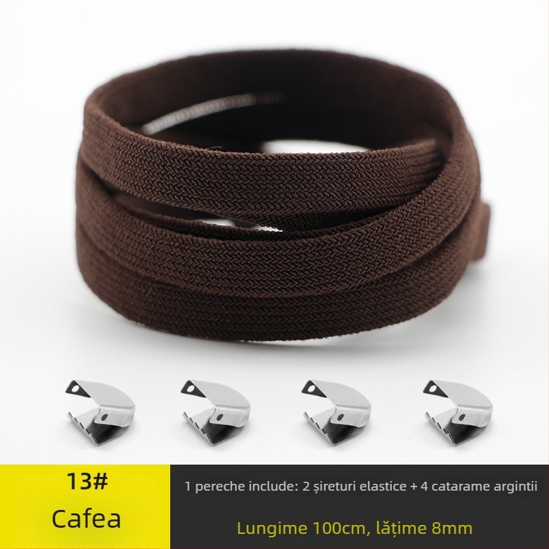 Șnururi de pantofi universale, fără nod, cu lățime 8 mm, cu închidere elastică, dublu strat din spandex, potrivite pentru toate anotimpurile; pentru adidași, pantofi din piele, ghete și încălțăminte casual