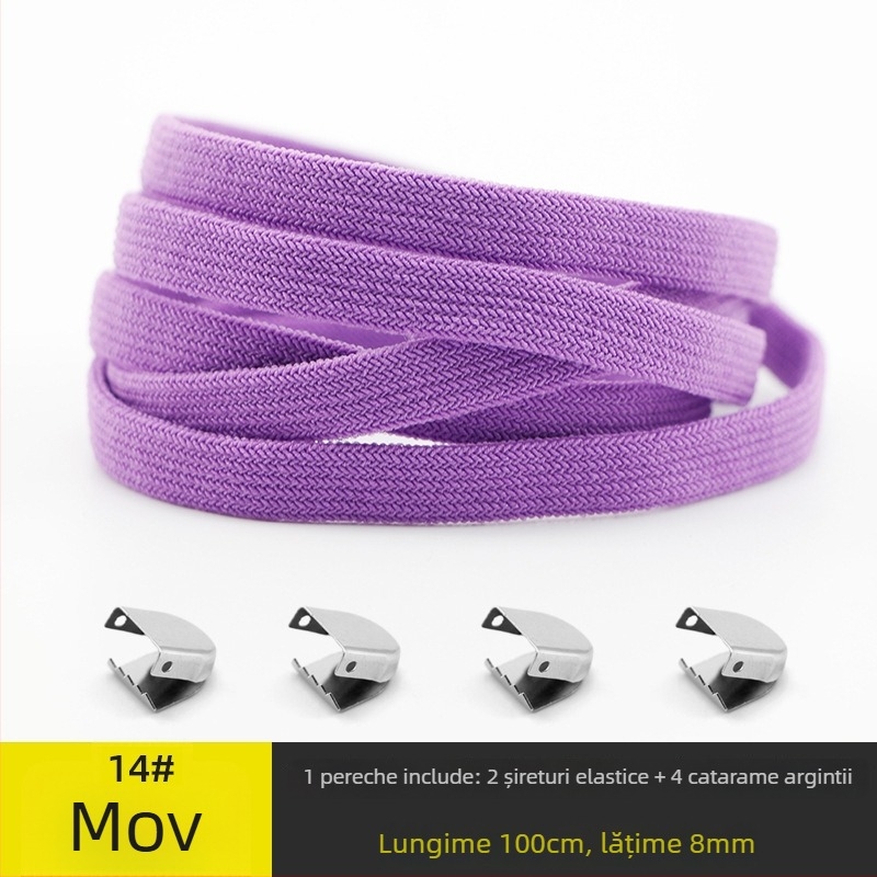 Șnururi de pantofi universale, fără nod, cu lățime 8 mm, cu închidere elastică, dublu strat din spandex, potrivite pentru toate anotimpurile; pentru adidași, pantofi din piele, ghete și încălțăminte casual