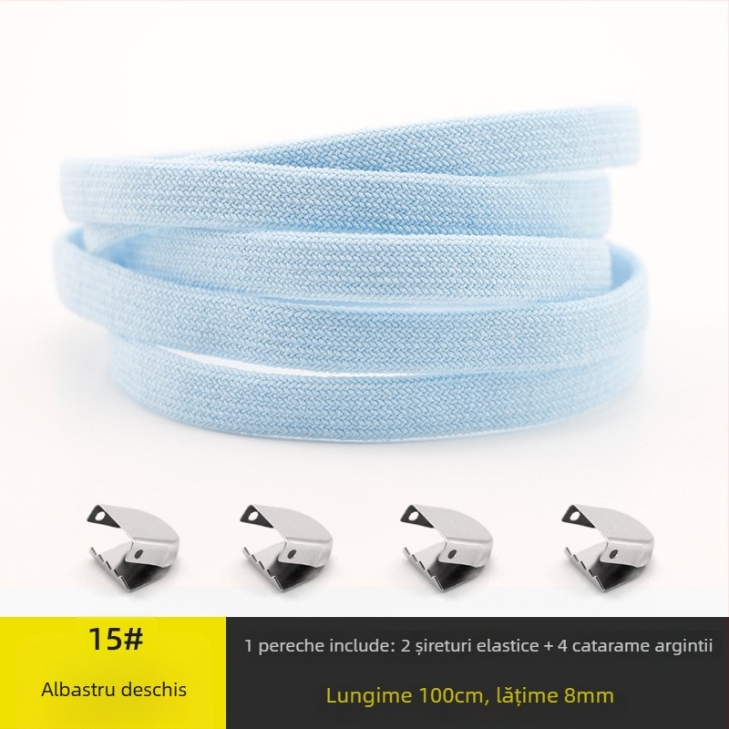 Șnururi de pantofi universale, fără nod, cu lățime 8 mm, cu închidere elastică, dublu strat din spandex, potrivite pentru toate anotimpurile; pentru adidași, pantofi din piele, ghete și încălțăminte casual