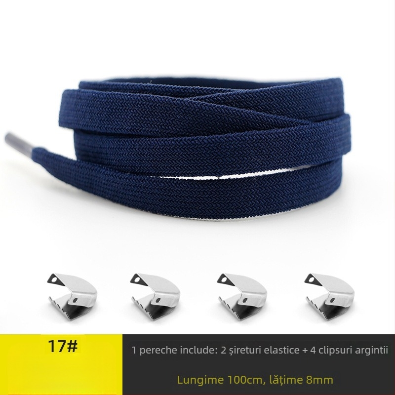 Șnururi de pantofi universale, fără nod, cu lățime 8 mm, cu închidere elastică, dublu strat din spandex, potrivite pentru toate anotimpurile; pentru adidași, pantofi din piele, ghete și încălțăminte casual
