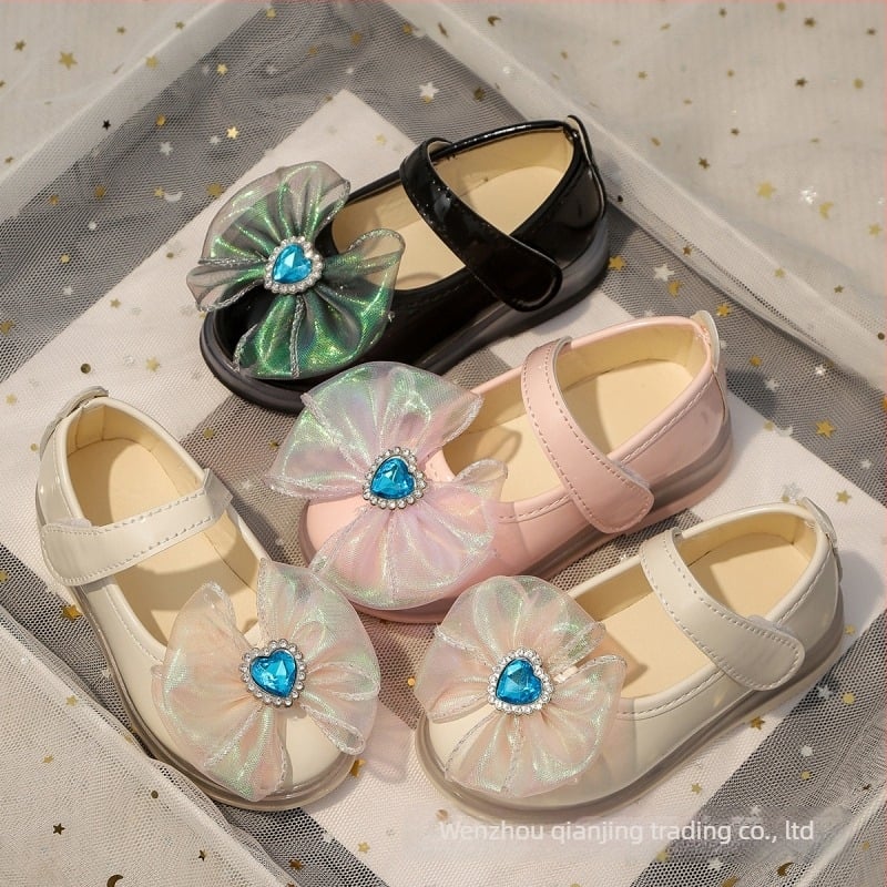 Pantofi de prințesă pentru fete din PU, cu Velcro, talpă din cauciuc, anti-derapare