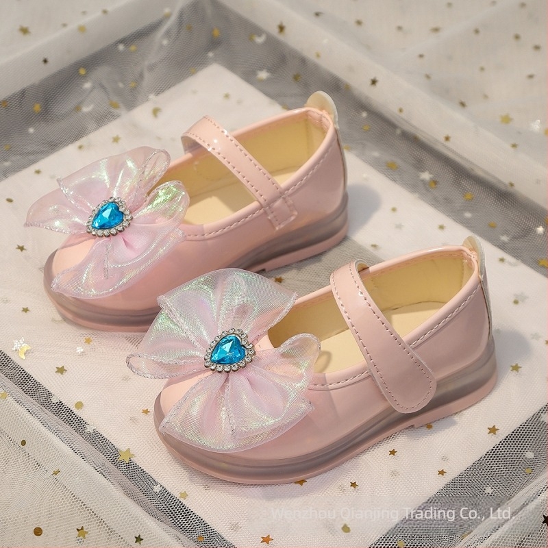 Pantofi de prințesă pentru fete din PU, cu Velcro, talpă din cauciuc, anti-derapare