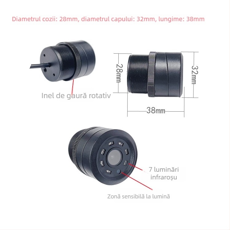 Cameră infraroșu pentru mașină, vedere înapoi, 12V, unghi de vizualizare 90°, rezoluție 760×540, CVBS.