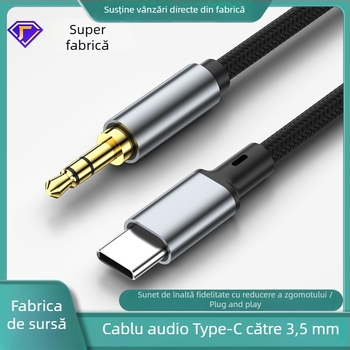 Adaptor audio Type-C la 3,5 mm pentru Android – 0,5 m, conversie audio digitală, cip Zhongke Lanxun 136T, fir de cupru