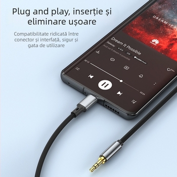Adaptor audio Type-C la 3,5 mm pentru Android – 0,5 m, conversie audio digitală, cip Zhongke Lanxun 136T, fir de cupru