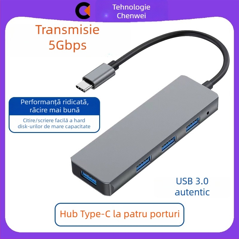 CHEVE CV-H-35 hub USB 2.0 cu 4 porturi, divizor 1–4, fără sursă externă, cablu 25 cm
