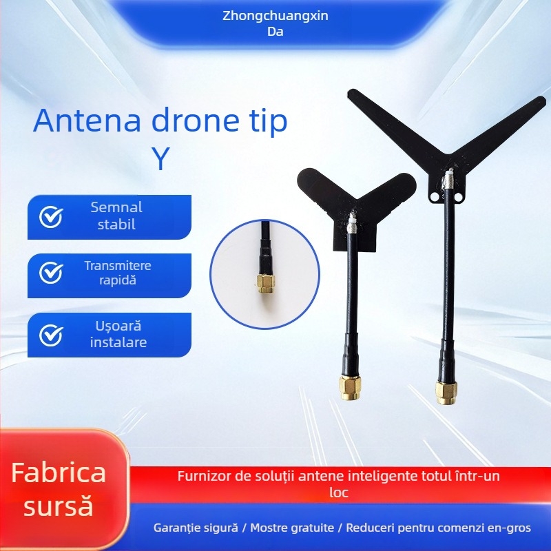 Antena tip Y pentru dronă, frecvențe 1.2/1.3/3.3 GHz, interfață SMA, FPV dronă