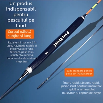 Plută de pescuit cu derivație verticală — material din pene de păun