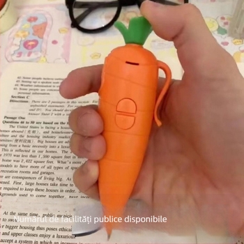 Stilou în formă de morcov cu înregistrare vocală pentru elevi, dispozitiv compact de înregistrare, 60 de minute de înregistrare, alimentare cu baterie AA, carcasă ABS, fără extensie de memorie, garanție de 3 luni