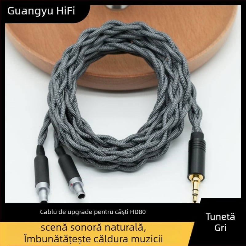 HD800 cablu de upgrade pentru căști - 4 fire, cupru monocristal 7N, conectori audio duali 3,5 mm