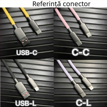 Cablu de date cu interfață duală USB-C și Lightning, iluminare RGB, silicon mat, 120W încărcare rapidă, compatibil cu iPhone, Huawei, Oppo, OnePlus, Realme