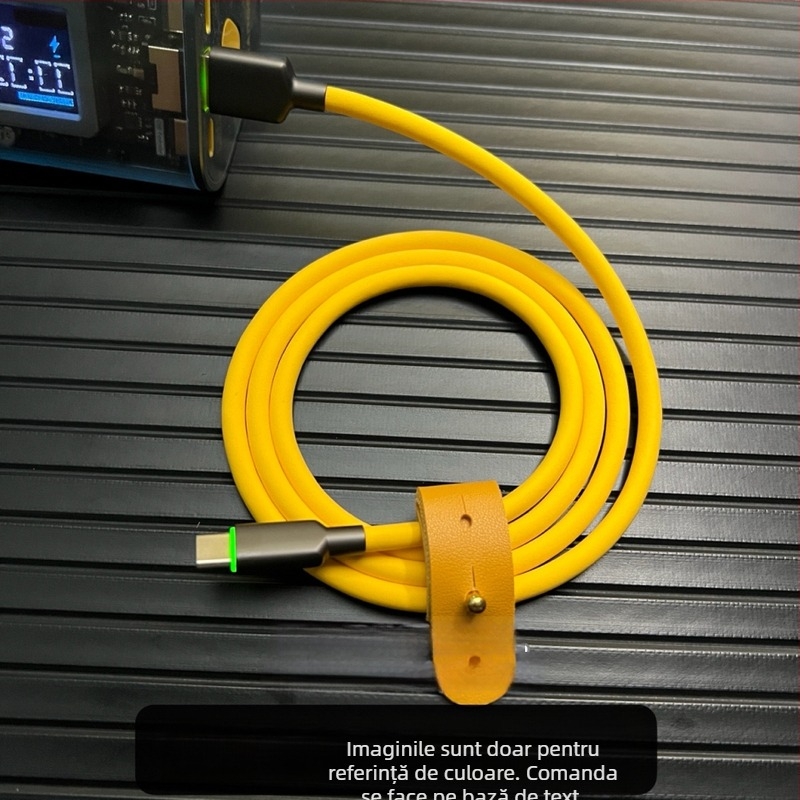 Cablu de date cu interfață duală USB-C și Lightning, iluminare RGB, silicon mat, 120W încărcare rapidă, compatibil cu iPhone, Huawei, Oppo, OnePlus, Realme